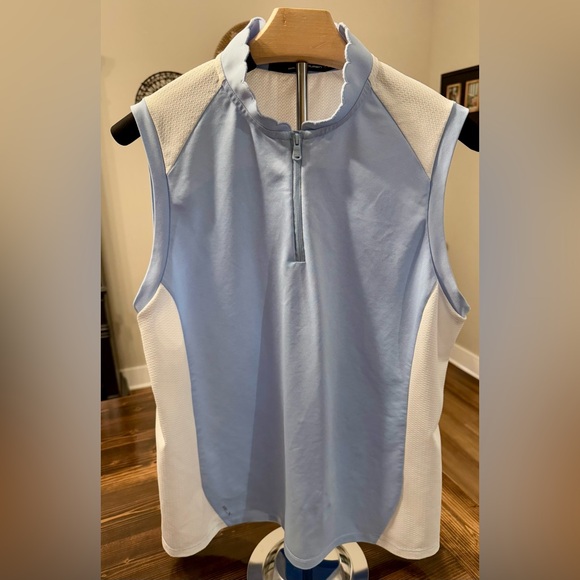 RLX Ralph Lauren Tops - RLX Ralph Lauren Sky Blue & White Sleeveless Golf‎ Top Size L EUC